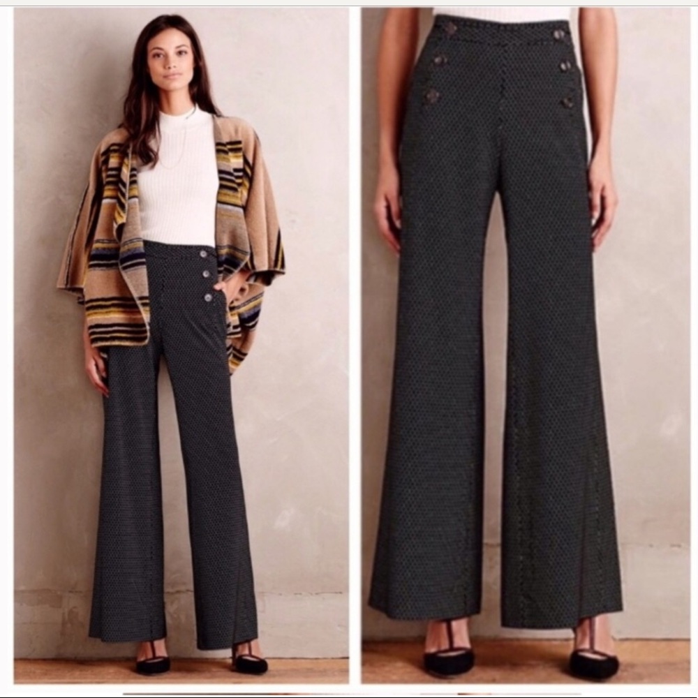 Anthropologie Elevenses wide leg sailor pants